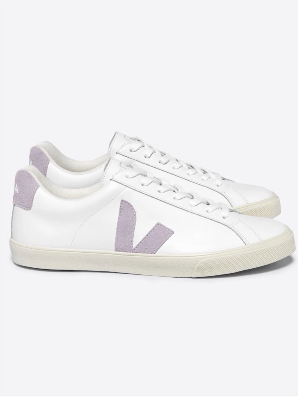 Veja White Sneakers with Lilac V Detail